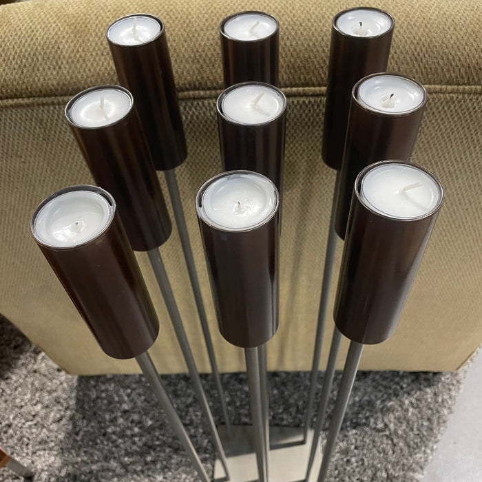 Modernist Kinetic Harry Bertoia Style Metal Floor Candelabra, 9"x 9"x 38"