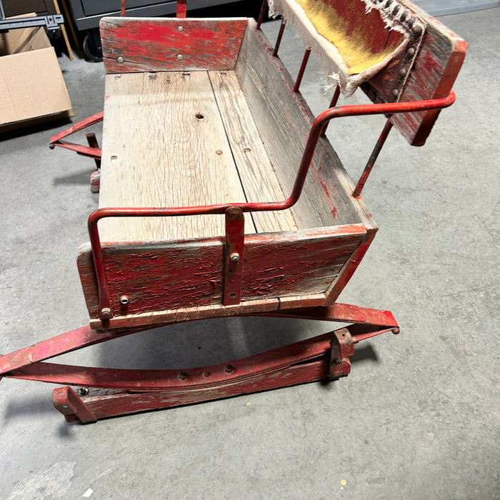 Painted Wood & Iron Sleigh Seat 19THC 37.5'x 28"x 26.5"