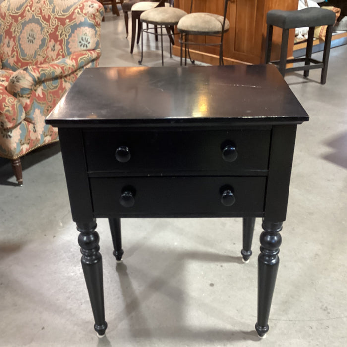 Pottery Barn Black Wood 2 Drawer Turned Legs Nightstand 24"x 18"x 31"