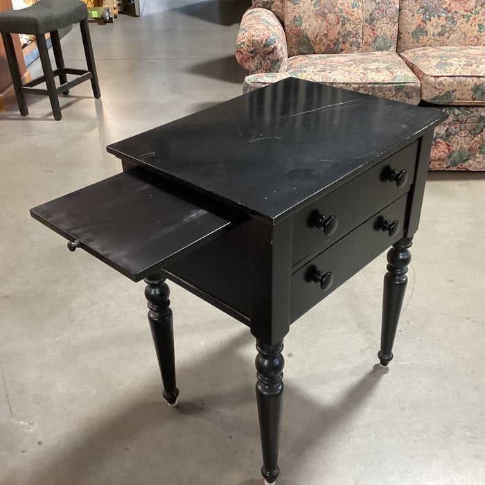 Pottery Barn Black Wood 2 Drawer Turned Legs Nightstand 24"x 18"x 31"