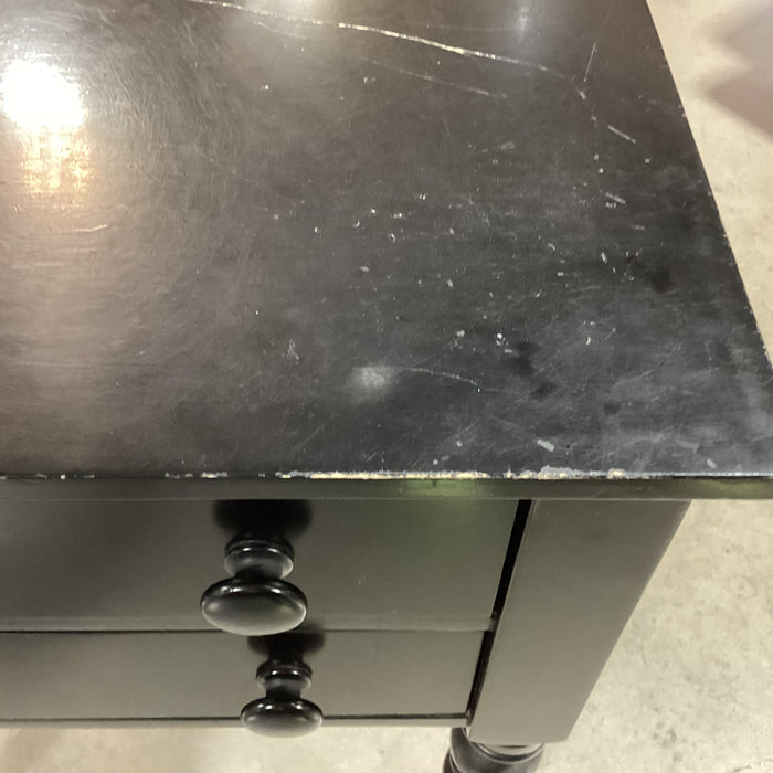 Pottery Barn Black Wood 2 Drawer Turned Legs Nightstand 24"x 18"x 31"
