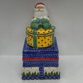 Pottery Misfit Santa Cannister with Trees