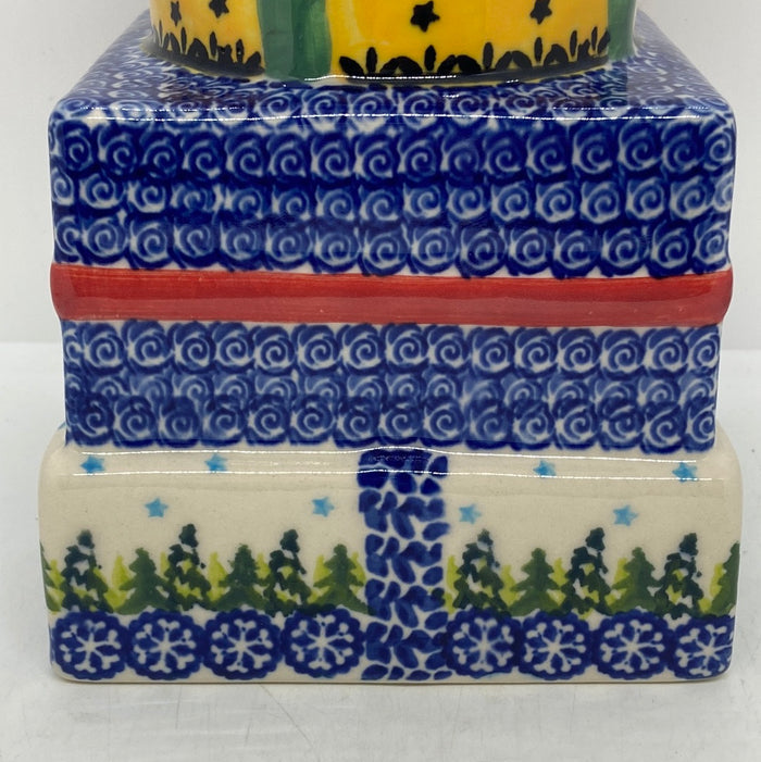 Pottery Misfit Santa Cannister with Trees