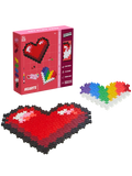 Puzzle By Number Hearts set with 250 colourful Plus-Plus pieces for building heart-shaped designs by matching numbers and colours on a template