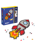 Plus-Plus Puzzle By Number Space Rocket set with 250 colorful pieces to build a 2D rocket by matching numbers and colors using the included template