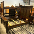 Queen Solid Dark Finish Wood Log Style Bed Set With Metal Clad Accents 77"x 91.5"x 72"