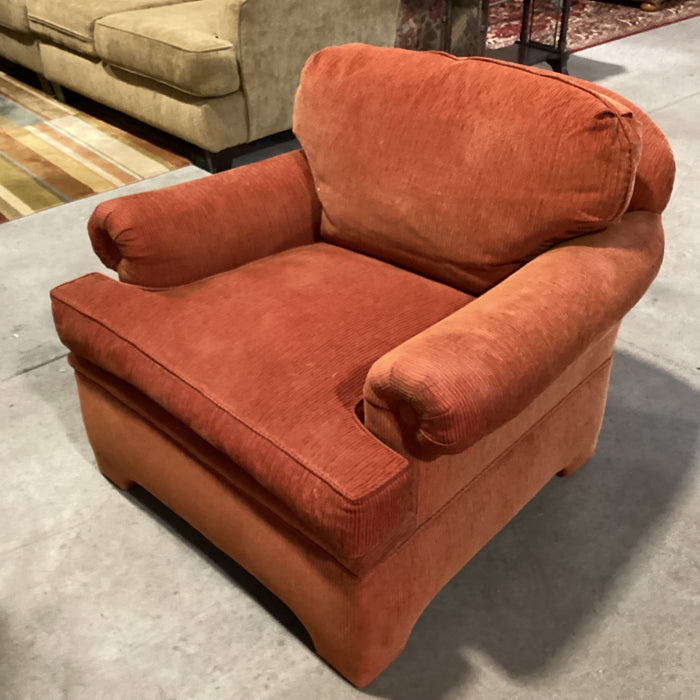 Red Orange Ribbed Textured Woven Down Mix Chair 37"x 39"x 30"
