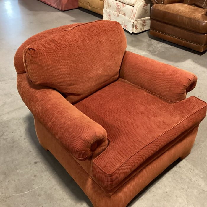 Red Orange Ribbed Textured Woven Down Mix Chair 37"x 39"x 30"