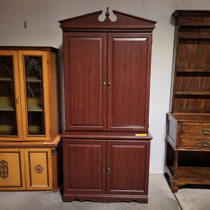 Reddish Brown Wood Finish 2 Door Armoire Style Pullout Desk 41"x 27"x 82"