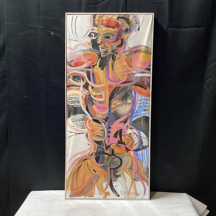 Richard Stensrude Signed/Dated Original Abstract Anatomy Painting 19" x 40.5"