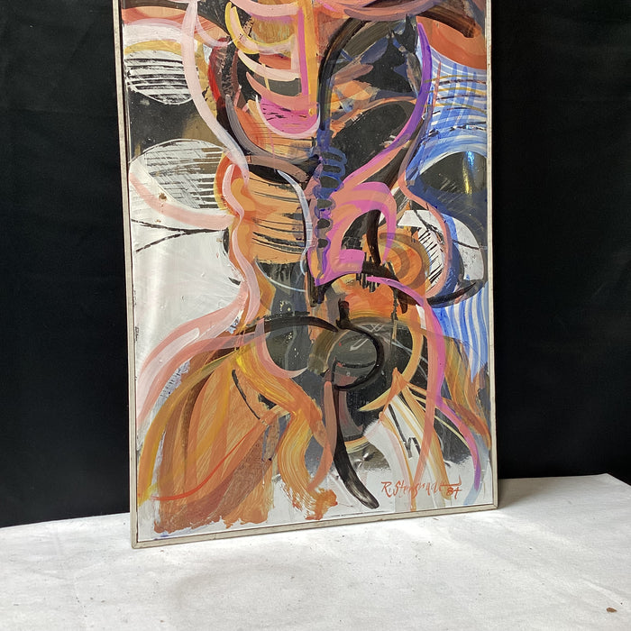Richard Stensrude Signed/Dated Original Abstract Anatomy Painting 19" x 40.5"
