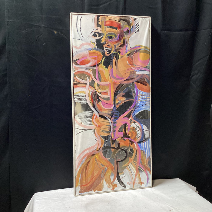 Richard Stensrude Signed/Dated Original Abstract Anatomy Painting 19" x 40.5"