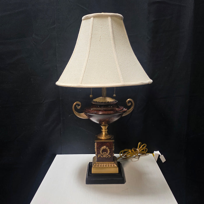 Roman Revival Double Light Marbled Pattern Table Lamp 15"Dx27"