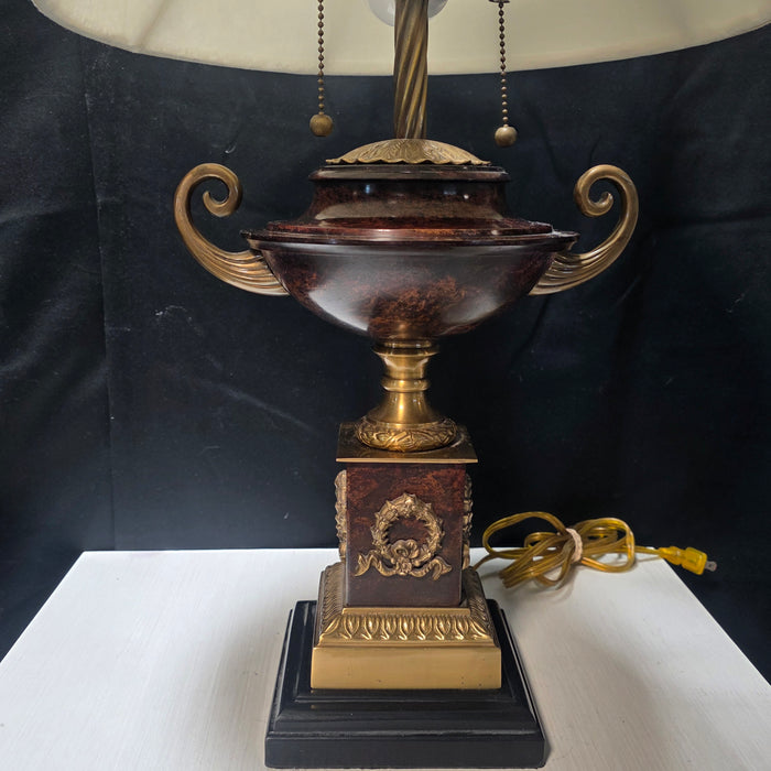 Roman Revival Double Light Marbled Pattern Table Lamp 15"Dx27"