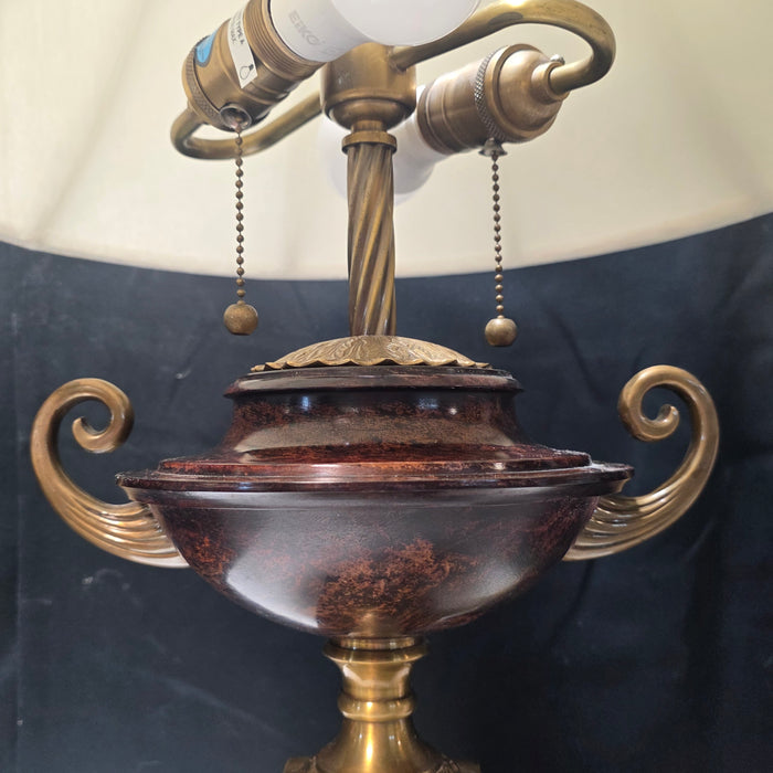 Roman Revival Double Light Marbled Pattern Table Lamp 15"Dx27"