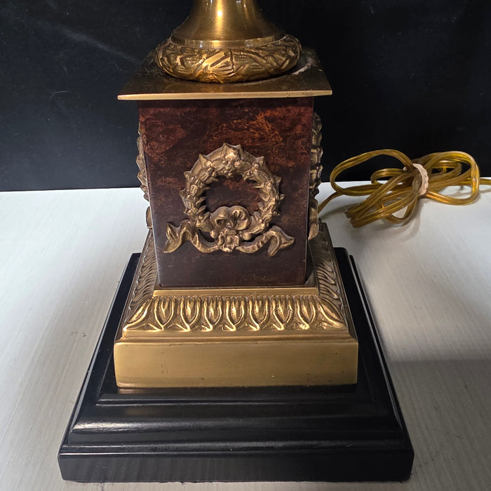 Roman Revival Double Light Marbled Pattern Table Lamp 15"Dx27"