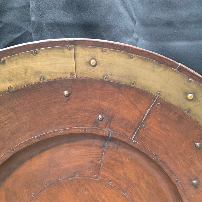 Romanesque Vintage Oversized Industrial Riveted Metal Tray 31.5"x4.75"