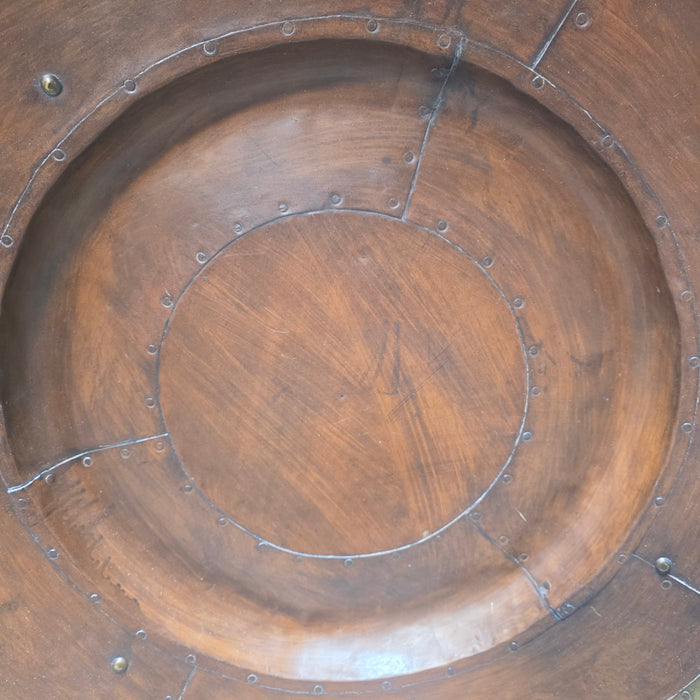 Romanesque Vintage Oversized Industrial Riveted Metal Tray 31.5"x4.75"