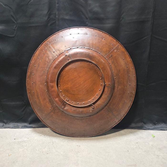 Romanesque Vintage Oversized Industrial Riveted Metal Tray 31.5"x4.75"