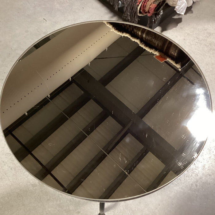 Round Mirror Top & Iron Accent Table 18" Diameter x 24.5"