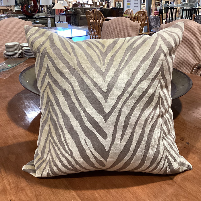 Ryan Studio Taupe & Gold Raised Velvet Zebra Pattern Down Accent Pillow 22"x 22"