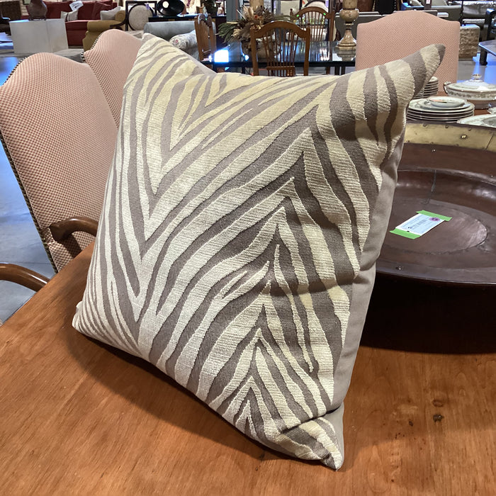 Ryan Studio Taupe & Gold Raised Velvet Zebra Pattern Down Accent Pillow 22"x 22"
