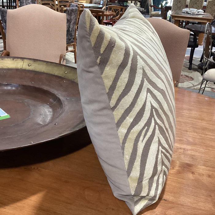 Ryan Studio Taupe & Gold Raised Velvet Zebra Pattern Down Accent Pillow 22"x 22"
