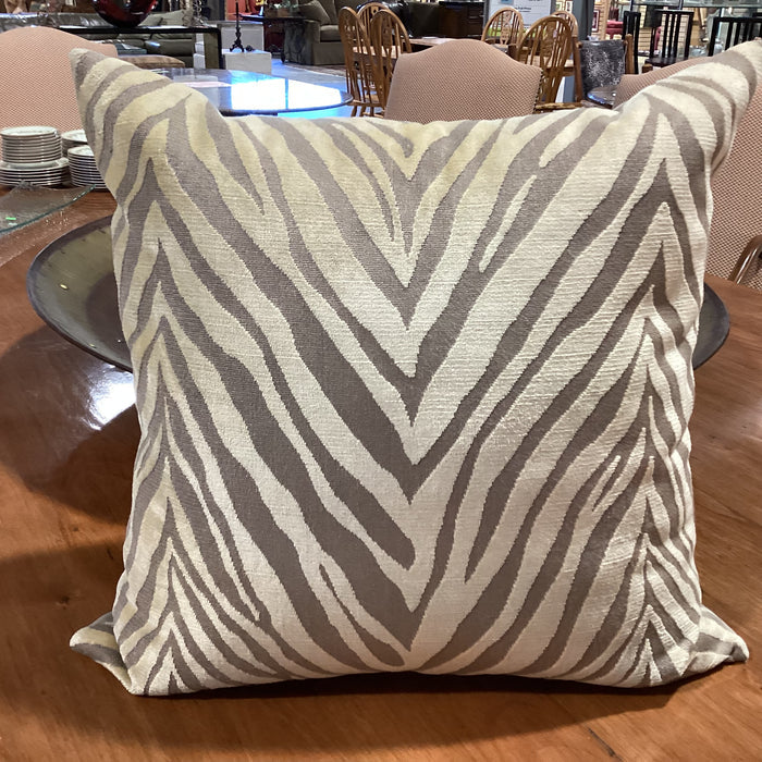 Ryan Studio Taupe & Gold Raised Velvet Zebra Pattern Down Accent Pillow 22"x 22"
