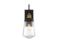 Savoy House Macauley Outdoor Wall Lantern in Vintage Black with Warm Brass