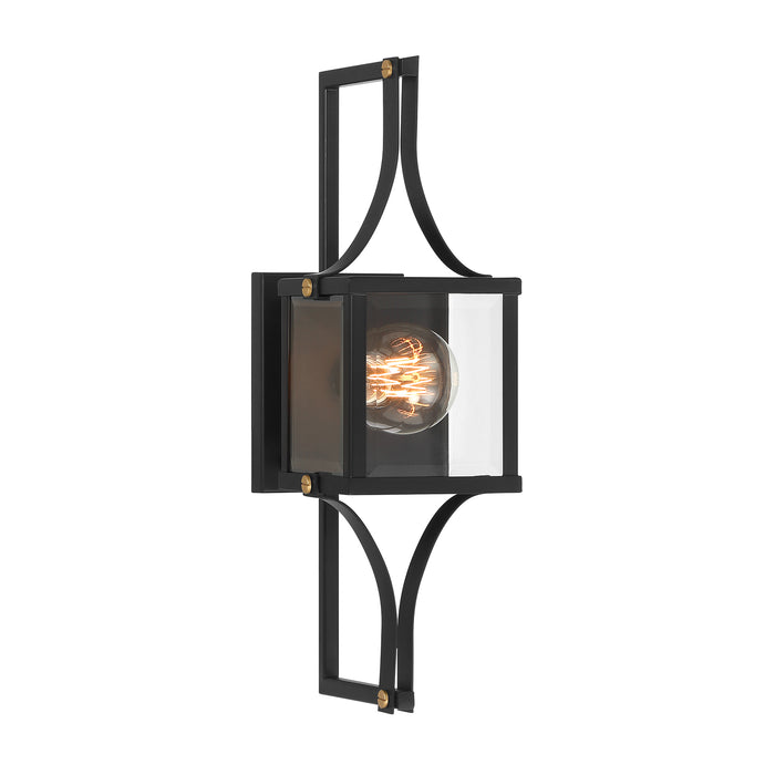 Savoy House Raeburn Outdoor Wall Lantern in Matte Black and Weathered Brushed Brass
