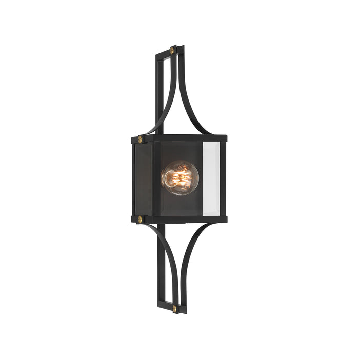 Savoy House Raeburn Outdoor Wall Lantern in Matte Black and Weathered Brushed Brass