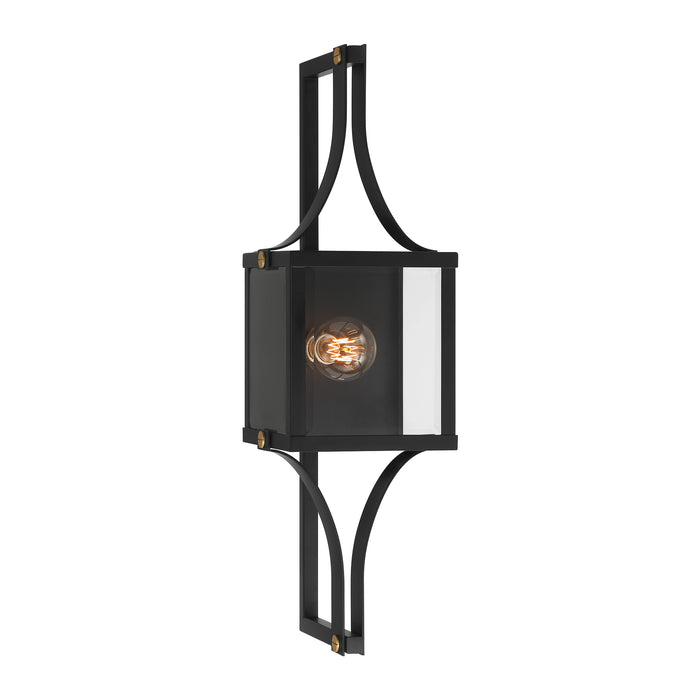 Savoy House Raeburn Outdoor Wall Lantern in Matte Black and Weathered Brushed Brass