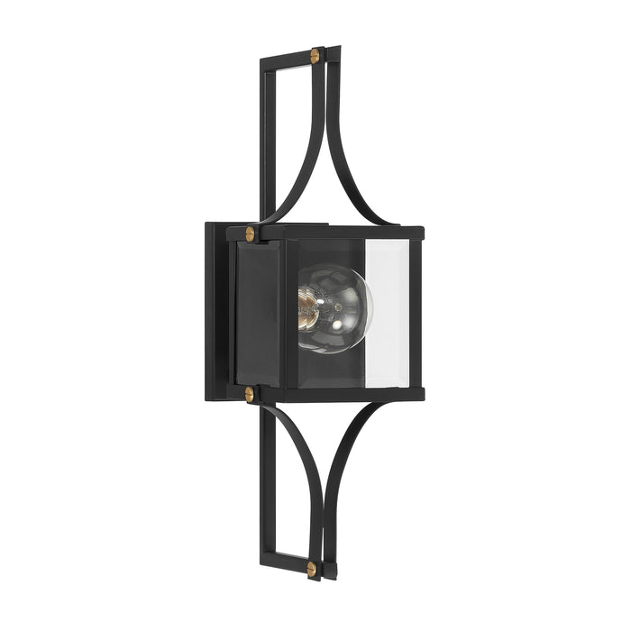 Savoy House Raeburn Outdoor Wall Lantern in Matte Black and Weathered Brushed Brass