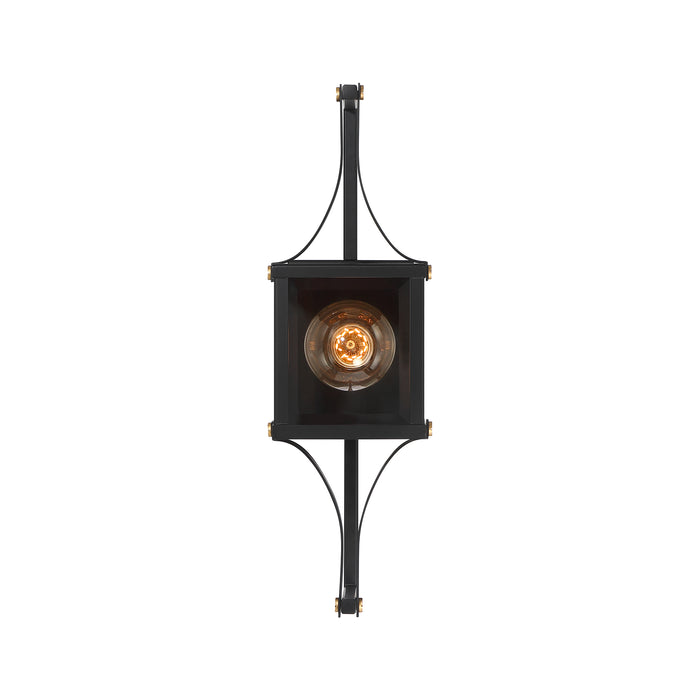 Savoy House Raeburn Outdoor Wall Lantern in Matte Black and Weathered Brushed Brass