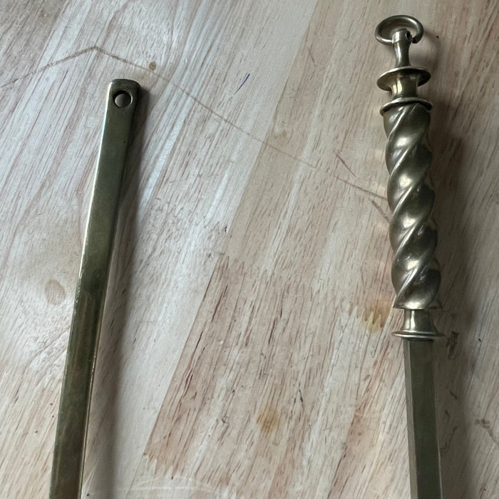 Set of 2 Antique 19th Century Brass Finialed Toasting Fork and Brass Skimmer