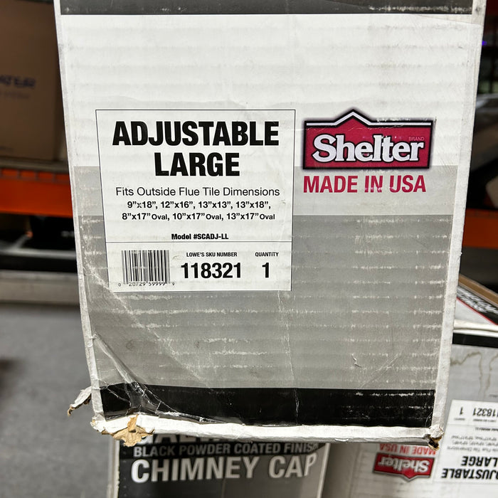 Shelter Black Adjustable Large Galvanized Chimmney Cap