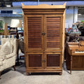 Shutter Style 2 Tone Distressed Finish Wood 4 Door Armoire 47.5"x 24.5"x 78"