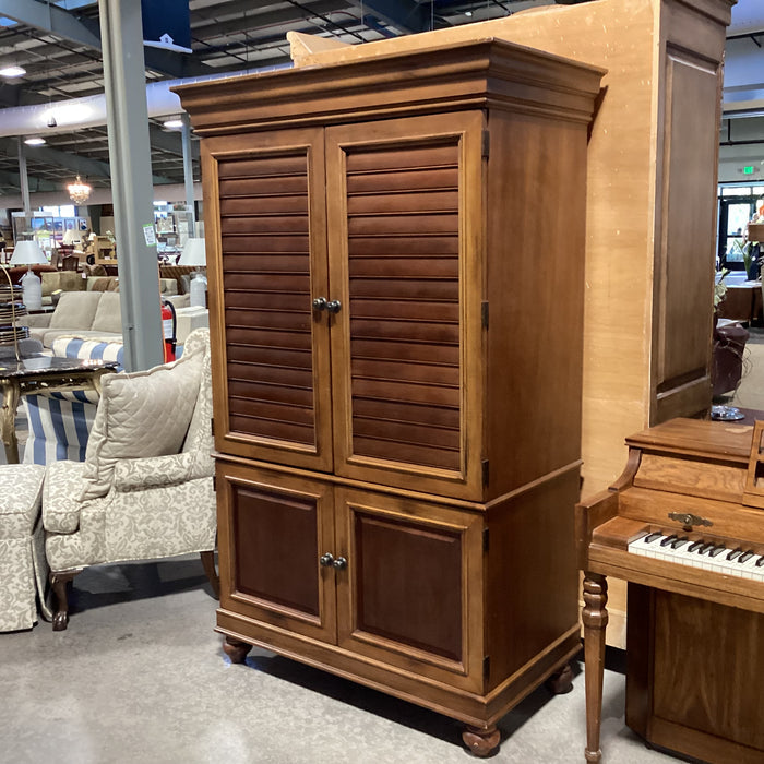 Shutter Style 2 Tone Distressed Finish Wood 4 Door Armoire 47.5"x 24.5"x 78"