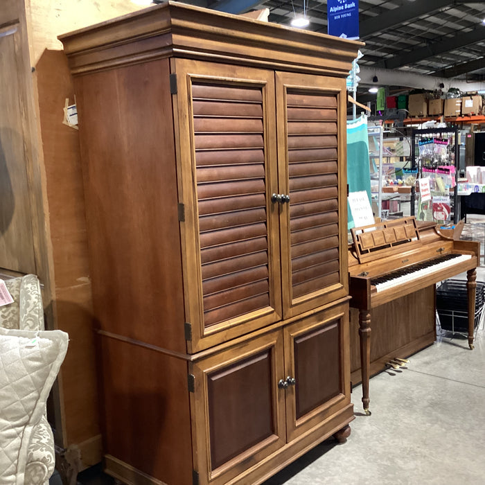 Shutter Style 2 Tone Distressed Finish Wood 4 Door Armoire 47.5"x 24.5"x 78"