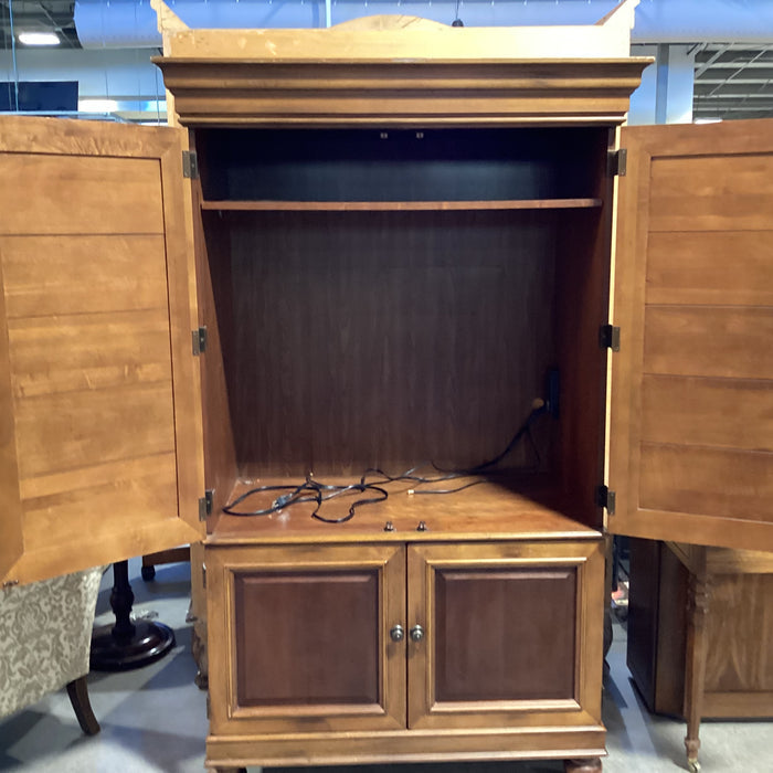 Shutter Style 2 Tone Distressed Finish Wood 4 Door Armoire 47.5"x 24.5"x 78"