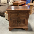 Solid Dark Finish Mango Wood 2 Door 1 Drawer Cabinet End Table 27"x 18"x 30"