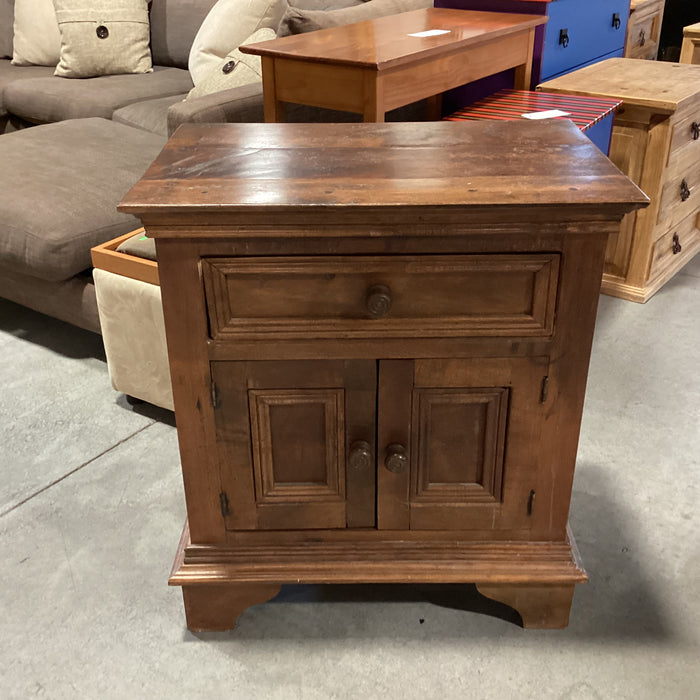 Solid Dark Finish Mango Wood 2 Door 1 Drawer Cabinet End Table 27"x 18"x 30"