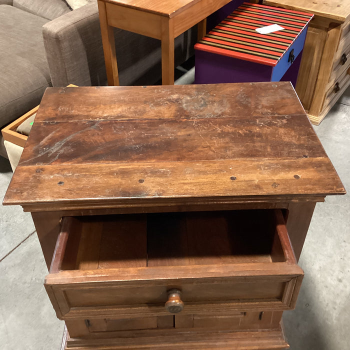 Solid Dark Finish Mango Wood 2 Door 1 Drawer Cabinet End Table 27"x 18"x 30"