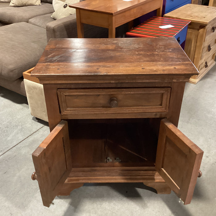 Solid Dark Finish Mango Wood 2 Door 1 Drawer Cabinet End Table 27"x 18"x 30"