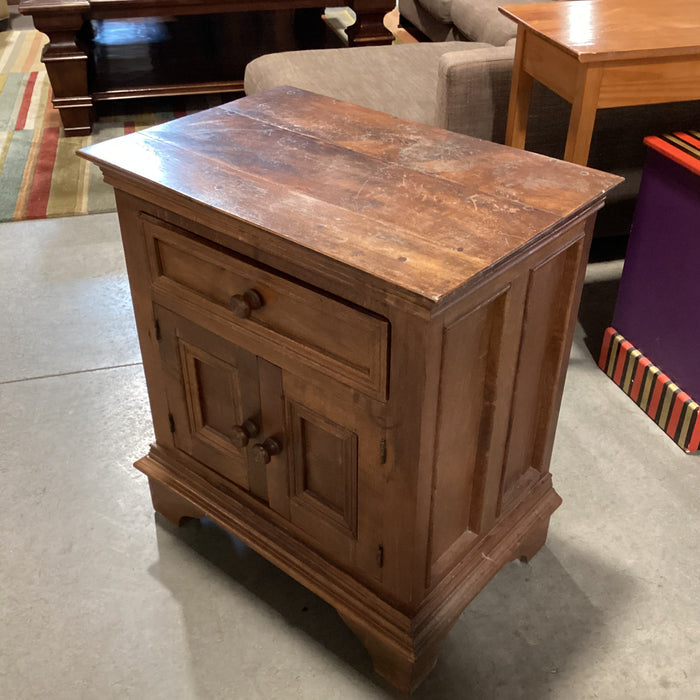 Solid Dark Finish Mango Wood 2 Door 1 Drawer Cabinet End Table 27"x 18"x 30"