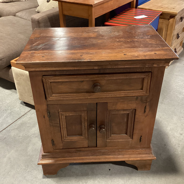 Solid Dark Finish Mango Wood 2 Door 1 Drawer Cabinet End Table 27"x 18"x 30"
