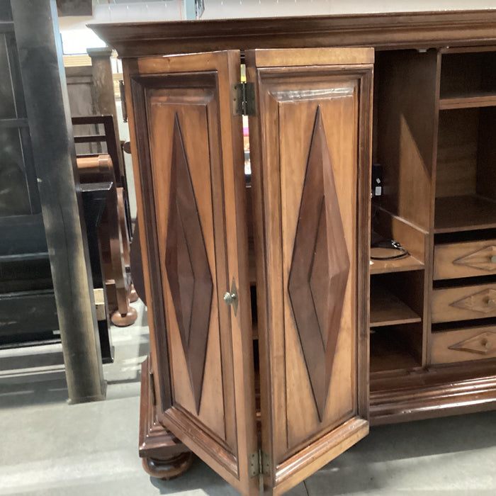 South Cone 2 Tone Finished Wood 2 Door with Fold 3 Drawer & Shelves Cabinet Armoire 71"x 28.5"x 64"