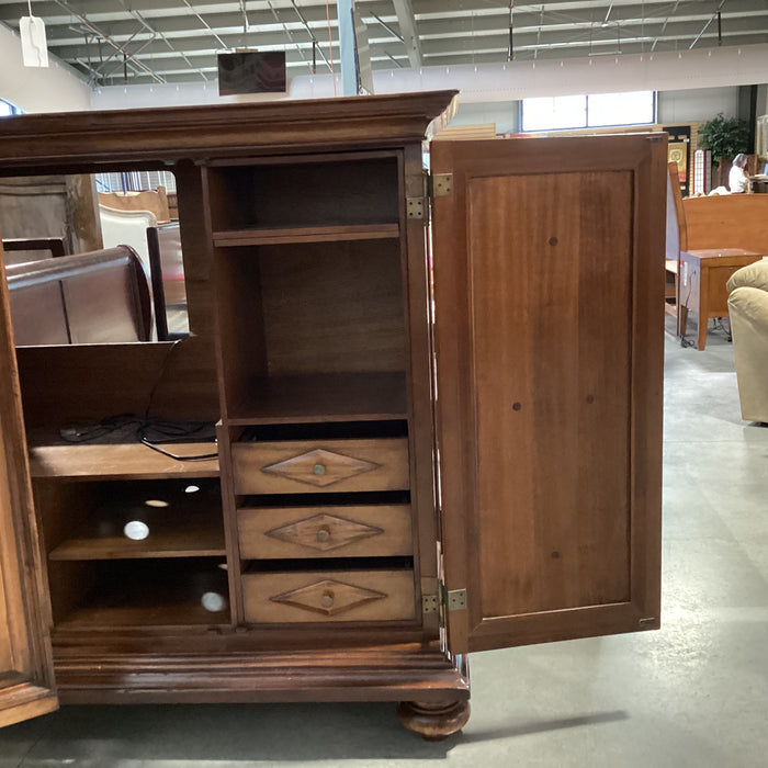 South Cone 2 Tone Finished Wood 2 Door with Fold 3 Drawer & Shelves Cabinet Armoire 71"x 28.5"x 64"