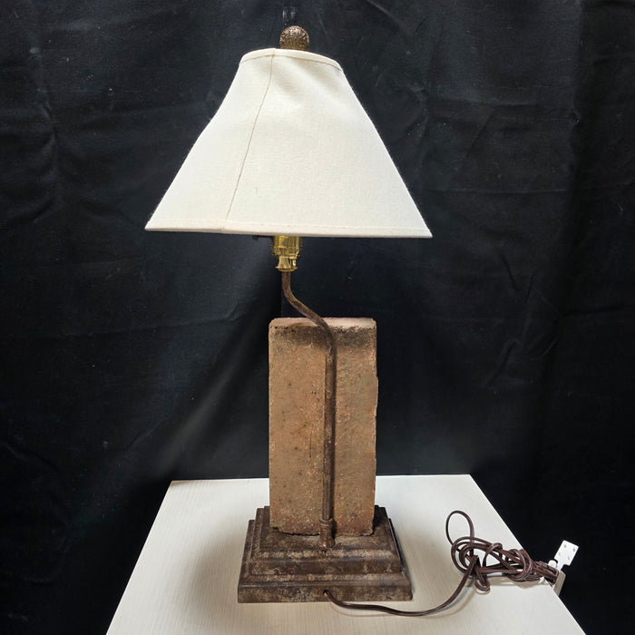 Southwest Revival Style Etched Stone Lamps with Plaster Base 8"x6"x25"
