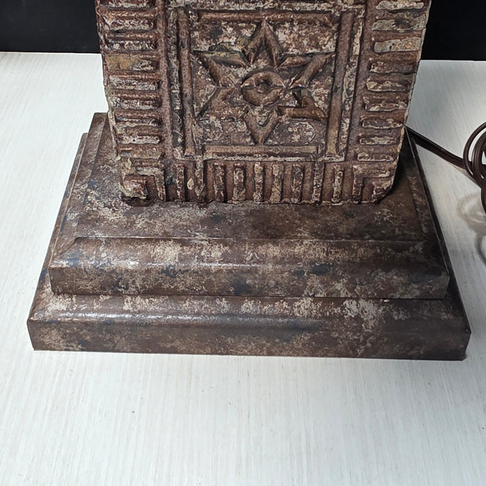 Southwest Revival Style Etched Stone Lamps with Plaster Base 8"x6"x25"